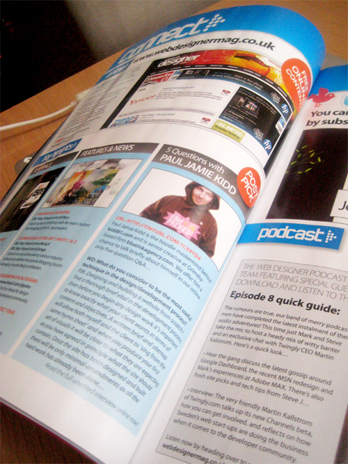 5 questions with Mr P makes page 22 of webdesignermag!